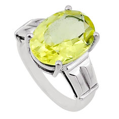 925 sterling silver 5.47cts faceted natural lemon topaz oval ring size 6 n50975