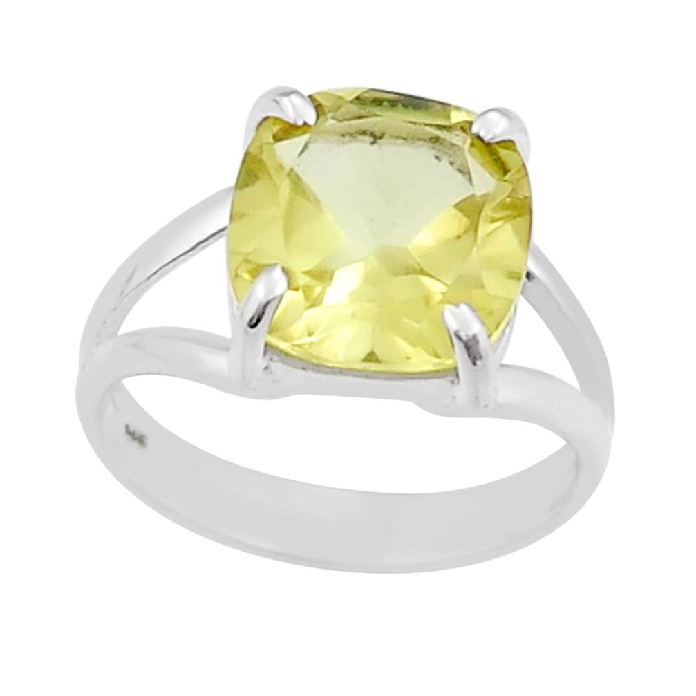 925 sterling silver 5.15cts faceted natural lemon topaz oval ring size 6 y25963