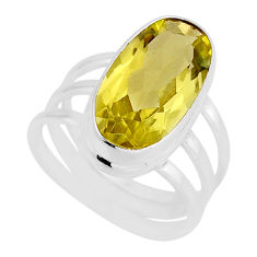 925 sterling silver 8.11cts faceted natural lemon topaz oval ring size 8 y56924