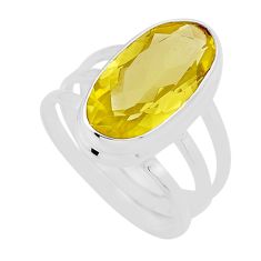 925 sterling silver 7.84cts faceted natural lemon topaz ring size 8.5 n53722