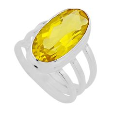 925 sterling silver 7.31cts faceted natural lemon topaz ring size 7.5 n53723