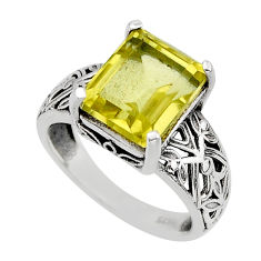 925 sterling silver 5.07cts faceted natural lemon topaz ring size 7.5 y78631
