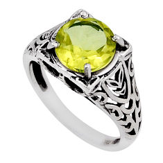 925 sterling silver 4.93cts faceted natural lemon topaz round ring size 8 n28245