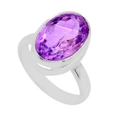 925 sterling silver 6.28cts faceted natural pink amethyst ring size 6.5 y93038