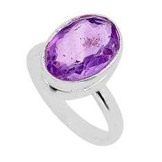925 sterling silver 6.31cts faceted natural pink amethyst ring size 8.5 y93040