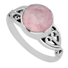 925 sterling silver 4.87cts faceted natural pink rose quartz ring size 9 y80730