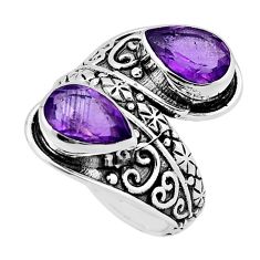 925 sterling silver 4.40cts faceted natural purple amethyst ring size 7.5 n37167