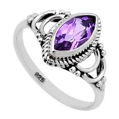 925 sterling silver 2.45cts faceted natural purple amethyst ring size 6.5 n47243