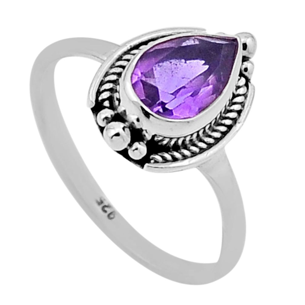 925 sterling silver 2.09cts faceted natural purple amethyst ring size 7.5 n47797