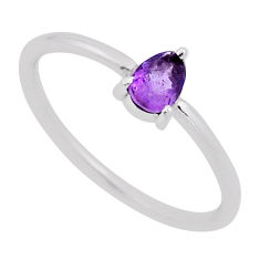 925 sterling silver 1.11cts faceted natural purple amethyst ring size 7.5 n50051