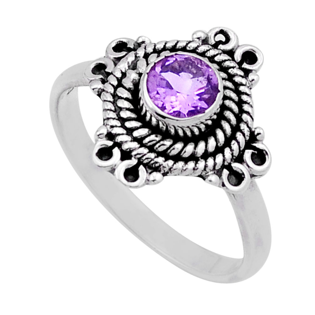 925 sterling silver 0.82cts faceted natural purple amethyst ring size 7 n43909