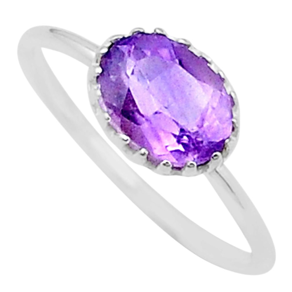 925 sterling silver 2.05cts faceted natural purple amethyst ring size 7 u35196