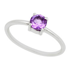 925 sterling silver 0.76cts faceted natural purple amethyst ring size 7 y55144