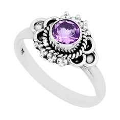 925 sterling silver 0.66cts faceted natural purple amethyst ring size 7 y69460