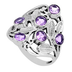 925 sterling silver 3.15cts faceted natural purple amethyst ring size 7 y82626