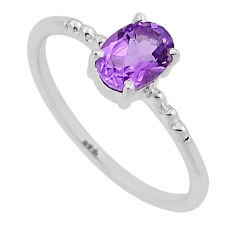 925 sterling silver 1.48cts faceted natural purple amethyst ring size 8 n34476