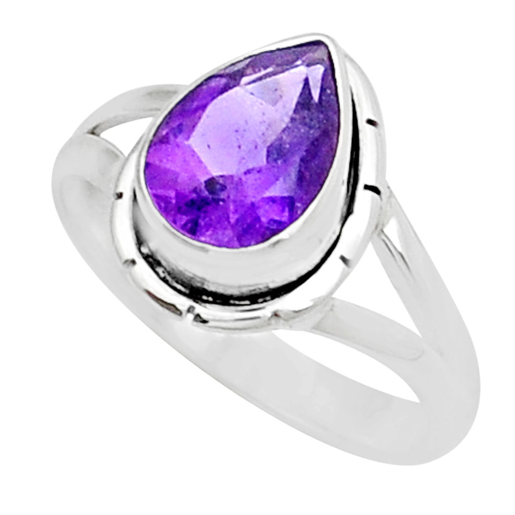 Clearance Sale- 925 sterling silver 2.69cts faceted natural purple amethyst ring size 8 y13714