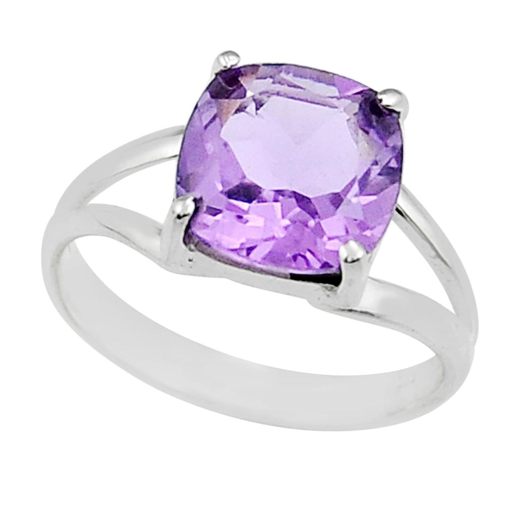 925 sterling silver 5.33cts faceted natural purple amethyst ring size 8 y25989