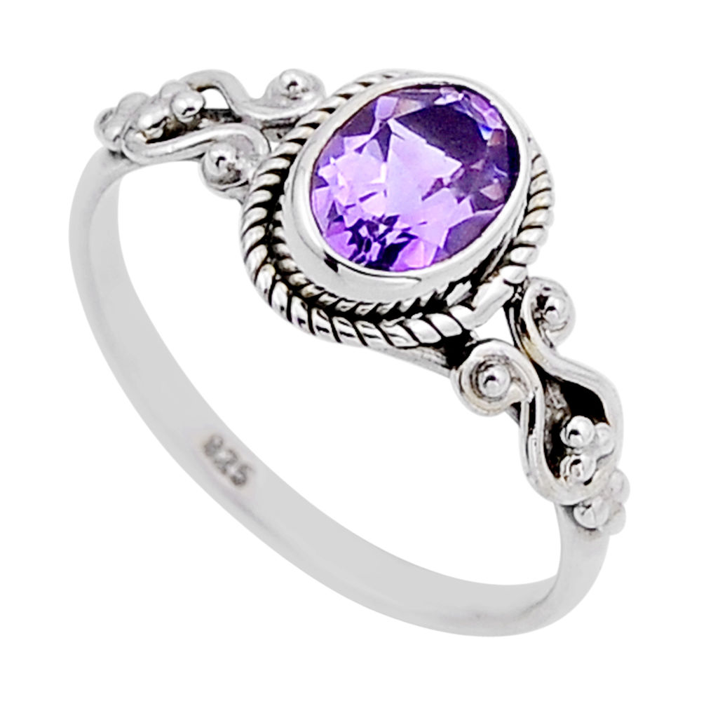 925 sterling silver 1.80cts faceted natural purple amethyst ring size 9 n52914