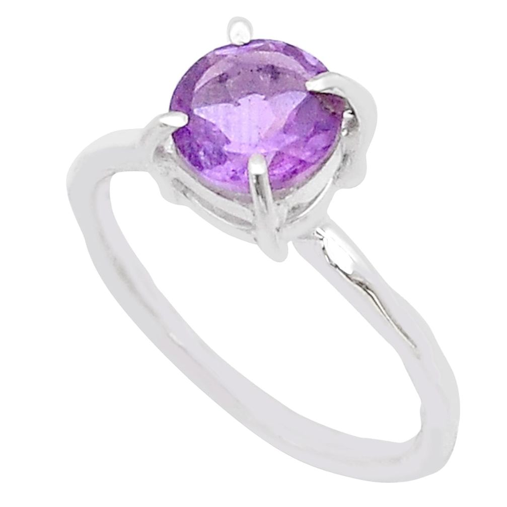 925 sterling silver 2.47cts faceted natural purple amethyst ring size 6.5 u60688