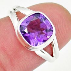 925 sterling silver 3.07cts faceted natural purple amethyst ring size 5.5 y16331