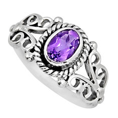 925 sterling silver 1.38cts faceted natural purple amethyst ring size 8.5 y36099