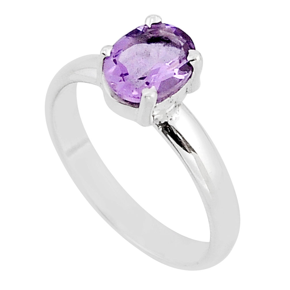 925 sterling silver 1.96cts faceted natural purple amethyst ring size 7.5 y59733