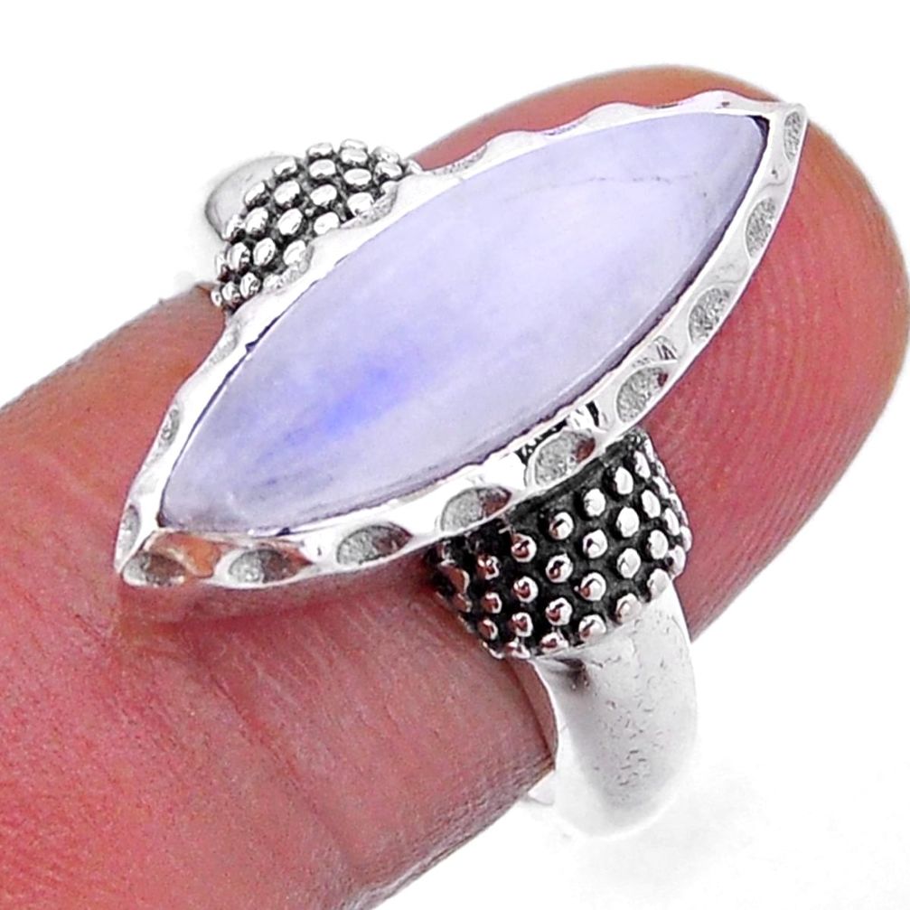 925 sterling silver 5.65cts faceted natural rainbow moonstone ring size 7 n54719