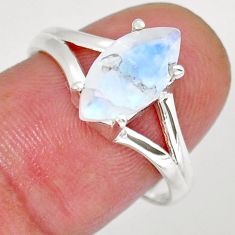 925 sterling silver 3.89cts faceted natural rainbow moonstone ring size 8 y16669