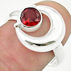 925 sterling silver 1.21cts faceted natural red garnet moon ring size 8.5 u36654
