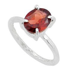 925 sterling silver 3.09cts faceted natural red garnet oval ring size 6 u90977