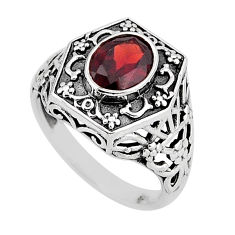 925 sterling silver 2.02cts faceted natural red garnet oval ring size 7 y66909