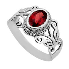 925 sterling silver 2.46cts faceted natural red garnet oval ring size 9 y79160