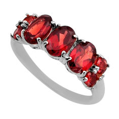 925 sterling silver 4.84cts faceted natural red garnet oval ring size 8.5 y82716