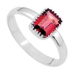 925 sterling silver 1.46cts faceted natural red garnet ring size 9 u35699