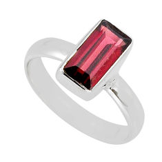 925 sterling silver 3.85cts faceted natural red garnet ring size 6.5 y69879