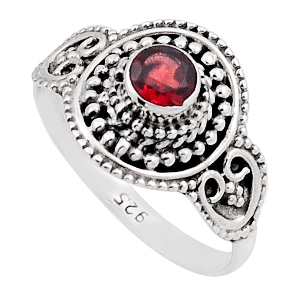 925 sterling silver 0.81cts faceted natural red garnet round ring size 9 n19165