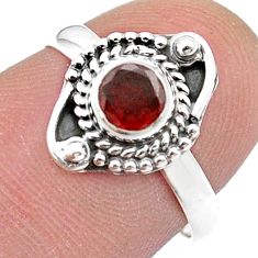 925 sterling silver 0.81cts faceted natural red garnet round ring size 9 u51580