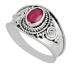 925 sterling silver 1.47cts faceted natural red ruby oval ring size 9 y46417