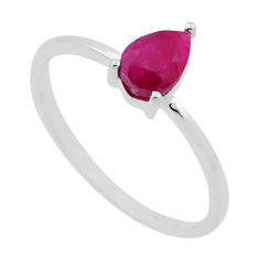 925 sterling silver 1.87cts faceted natural red ruby pear ring size 10 n45824