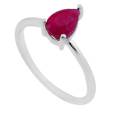 925 sterling silver 1.73cts faceted natural red ruby pear ring size 7 n45829