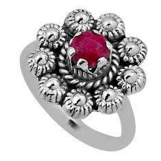 925 sterling silver 0.65cts faceted natural red ruby ring jewelry size 6 n34665