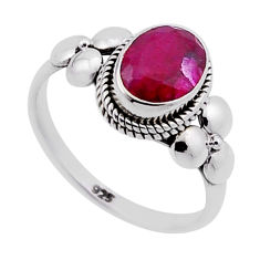 925 sterling silver 2.26cts faceted natural red ruby ring jewelry size 6 n47770