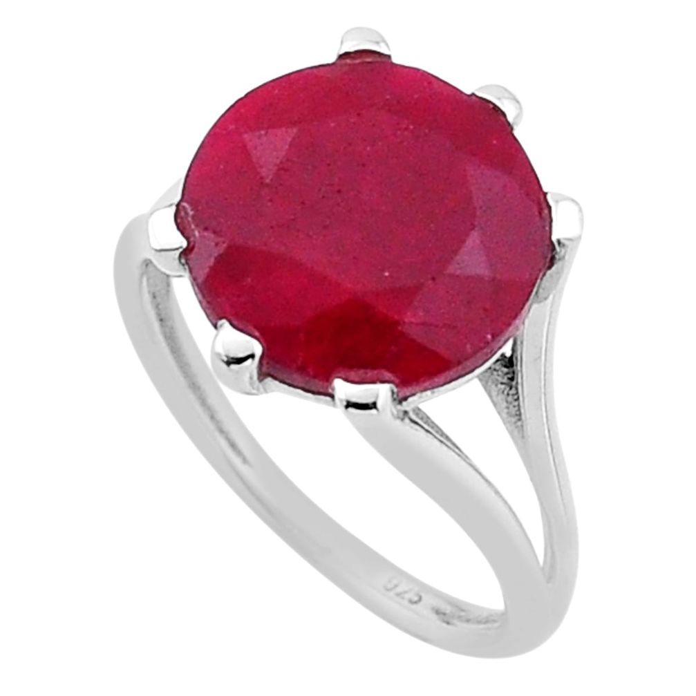 925 sterling silver 5.71cts faceted natural red ruby ring jewelry size 6 n50795