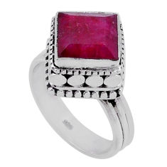 925 sterling silver 5.08cts faceted natural red ruby ring jewelry size 7 n42146