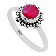 925 sterling silver 0.94cts faceted natural red ruby ring jewelry size 7 n47295