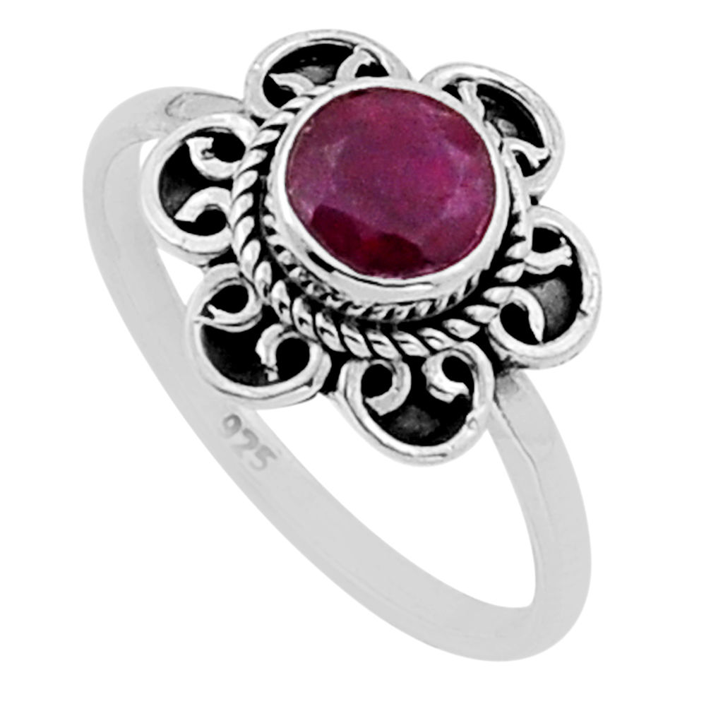 925 sterling silver 0.76cts faceted natural red ruby ring jewelry size 7 n50751