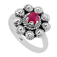 925 sterling silver 0.76cts faceted natural red ruby ring jewelry size 8 n45457