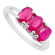 925 sterling silver 2.84cts faceted natural red ruby ring jewelry size 8 u35423