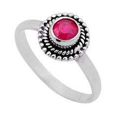 925 sterling silver 0.77cts faceted natural red ruby ring jewelry size 9 n43916